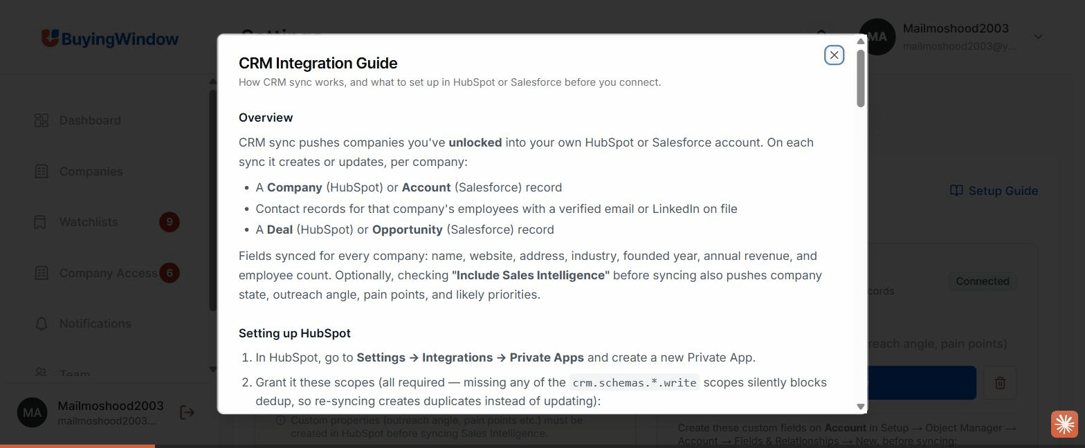 Animated walkthrough of connecting Salesforce from Acitinar settings
